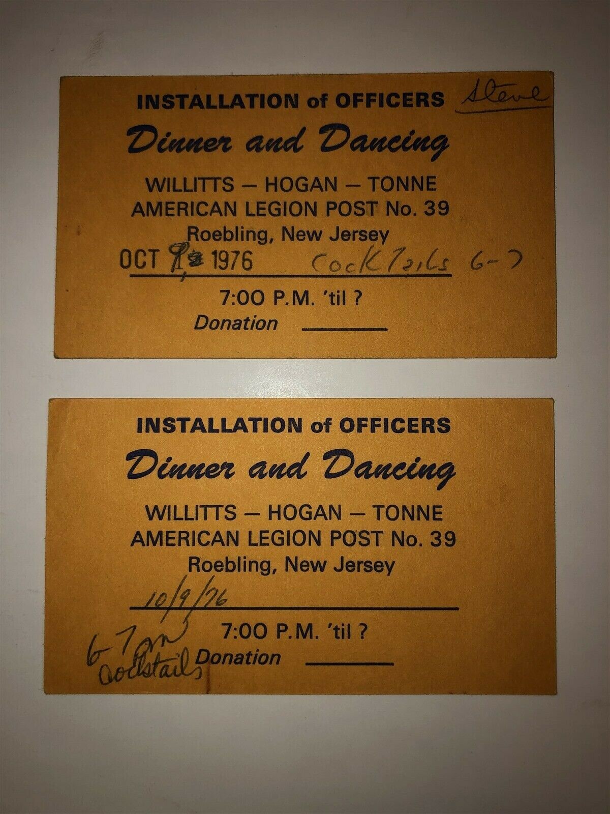 1976 American Legion NJ Installation of Officers Burlington County Roebling Vtg