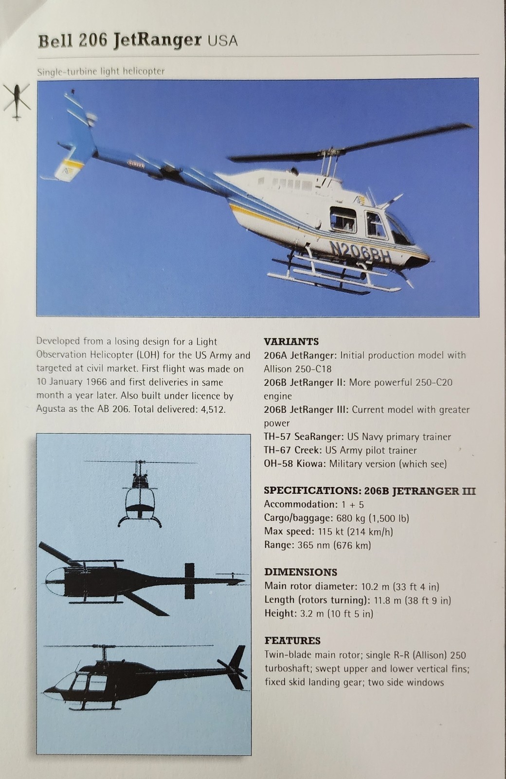 Bell Helicopter Picture Original Article Vtg Info Detail Sheet
