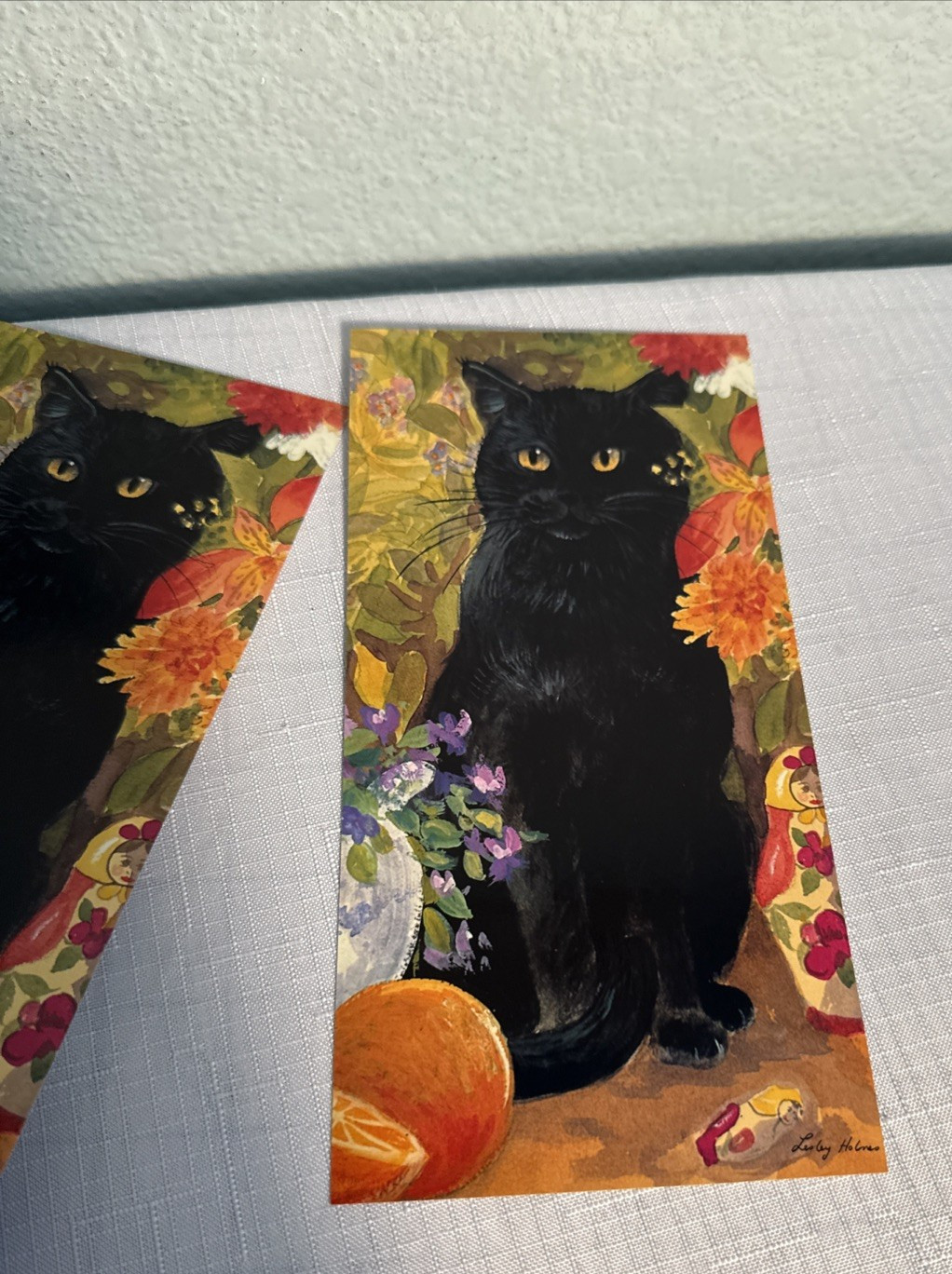 Vintage Greetings Cards Made In England Lesley Holmes Black Cat Orange Pack 8