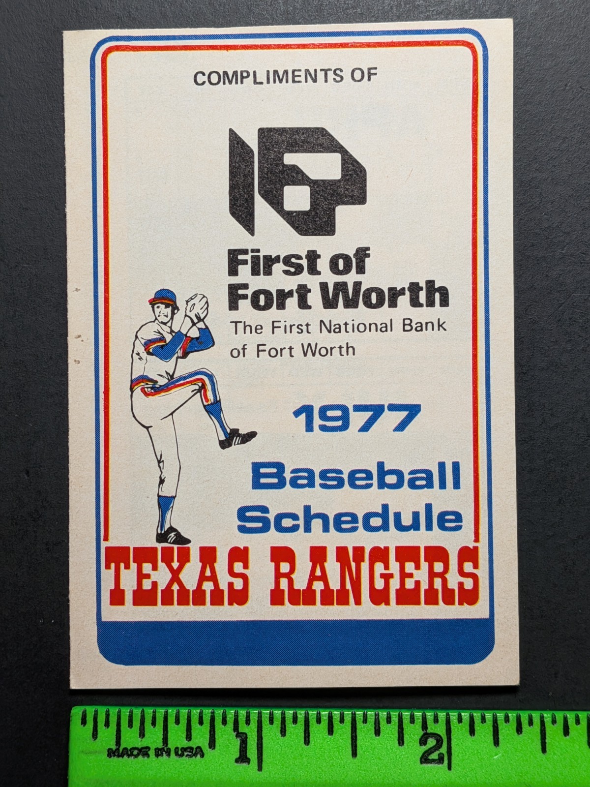 Texas Rangers 1977 Foldout Baseball Pocket Schedule