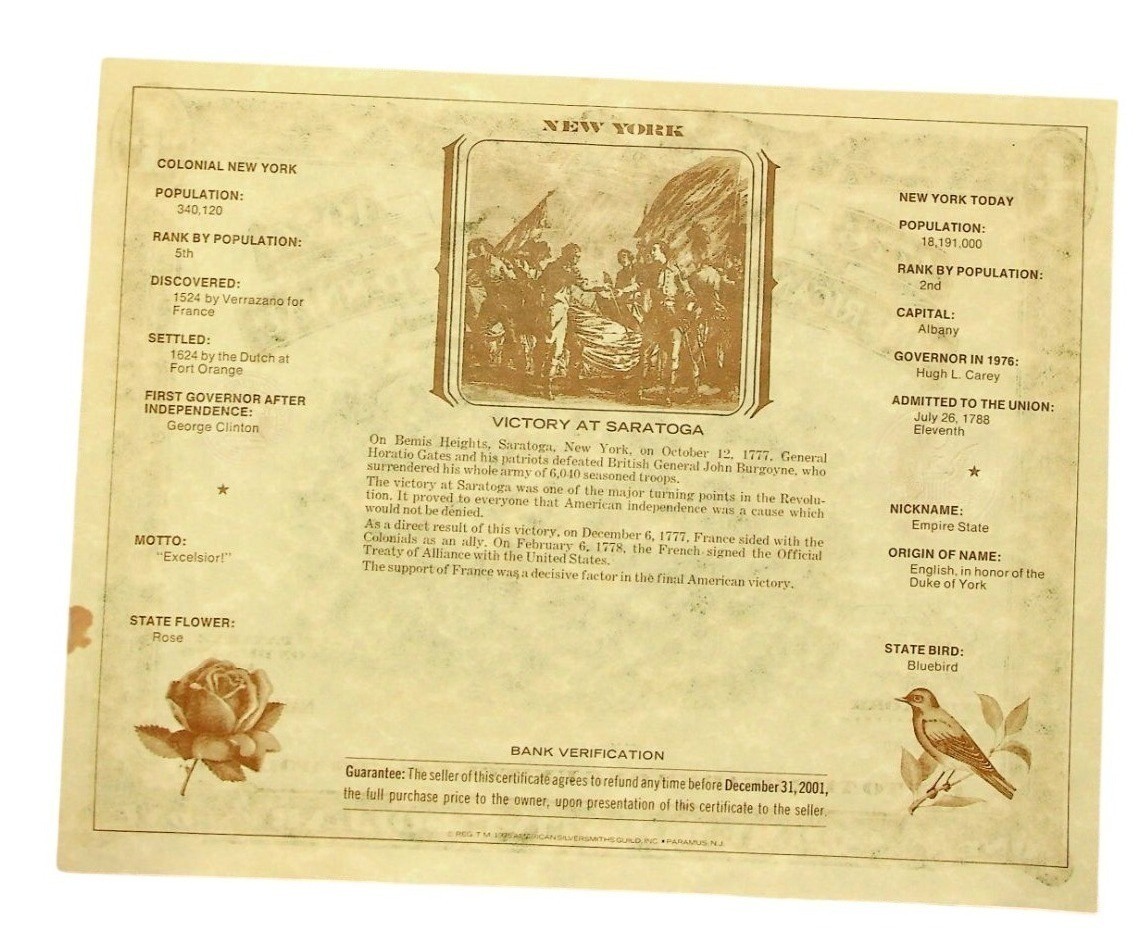 2-1926 Commemorative Dollar Certificate Replica American Revolution Bicentennial