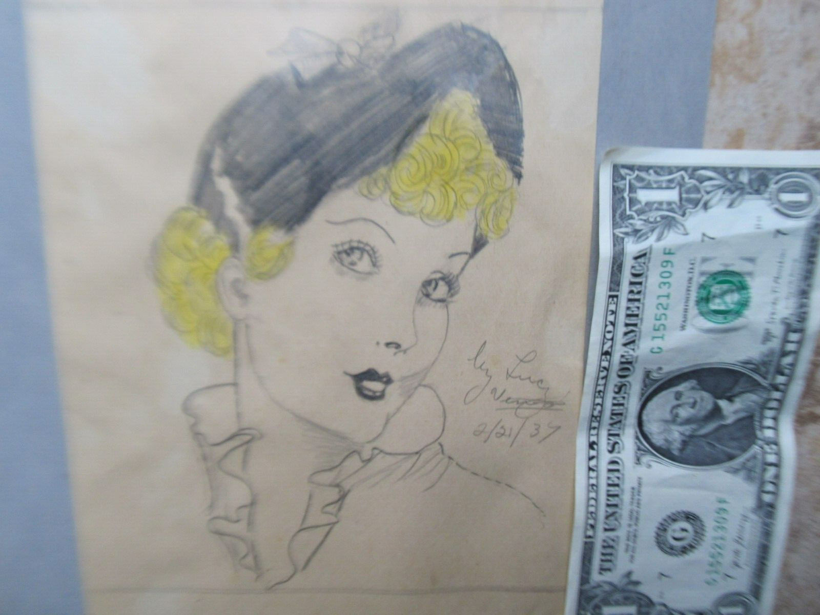 2 LG Original Antique Hand Done COLOR Fashion Drawing, Dated 1937, WOMAN, Artist