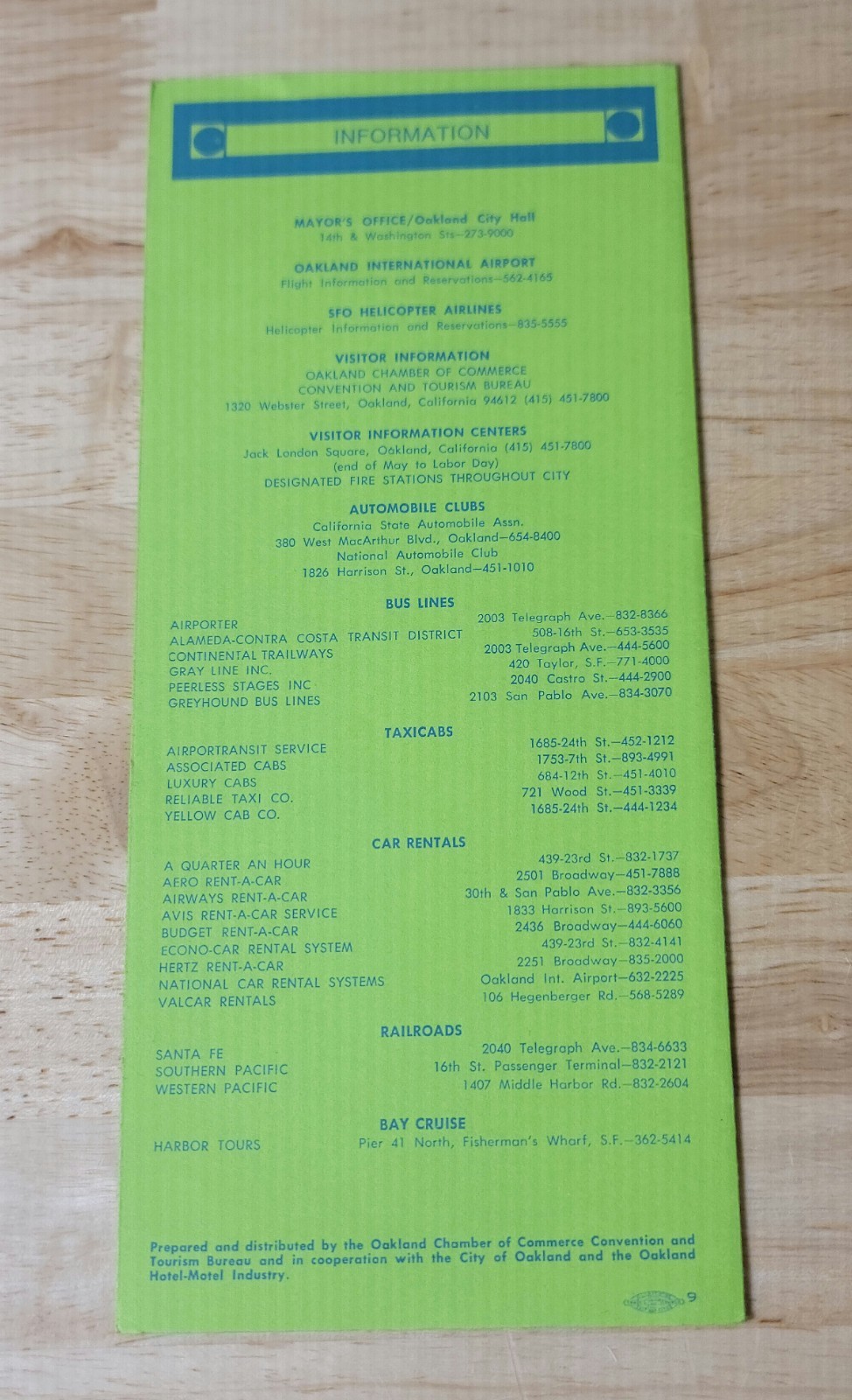 Vtg OAKLAND HOTEL/MOTEL GUIDE BROCHURE Oakland California 1970s/1980s