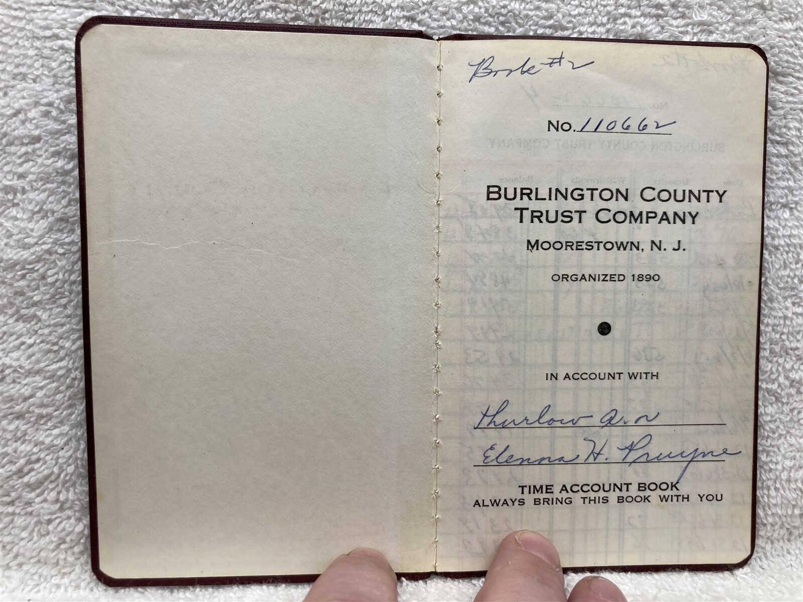 1960’s Burlington County Trust Company Account Register Moorestown NJ Vtg