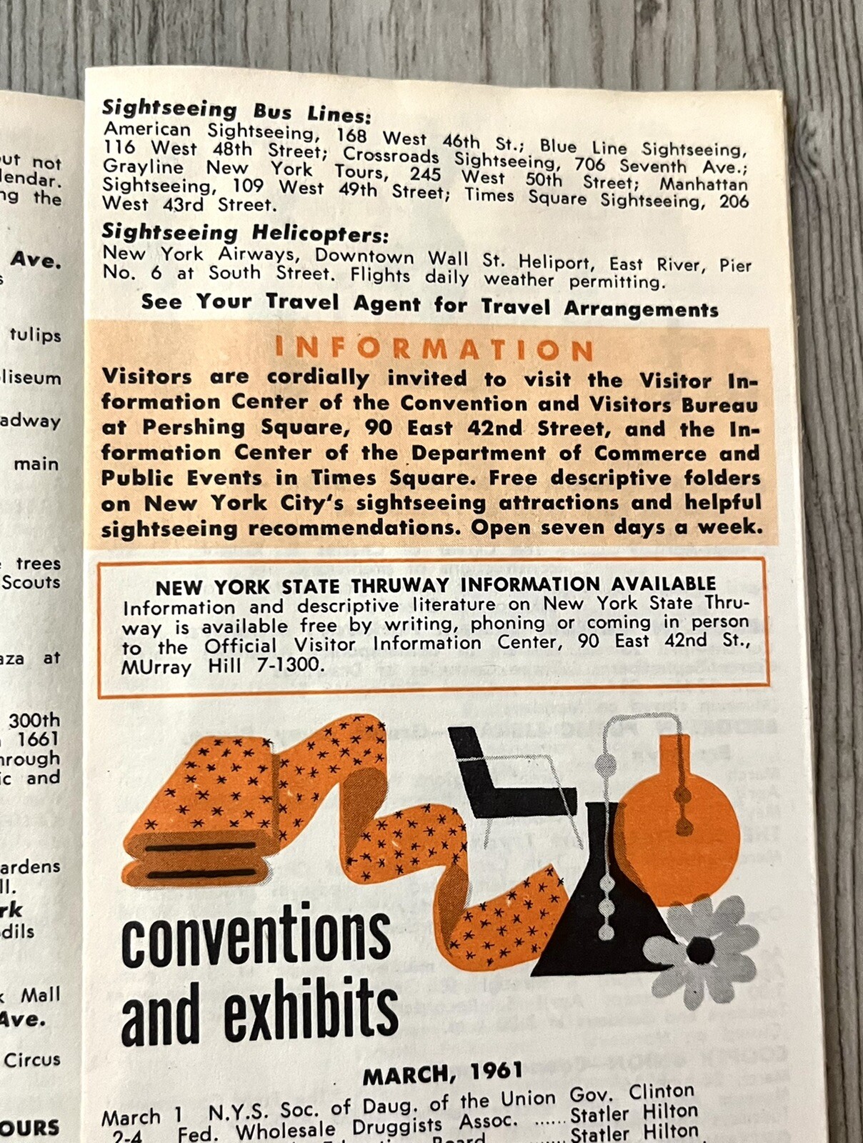 Vintage New York N.Y. Quarterly Calendar Of Events Spring 1961 Brochure Foldout