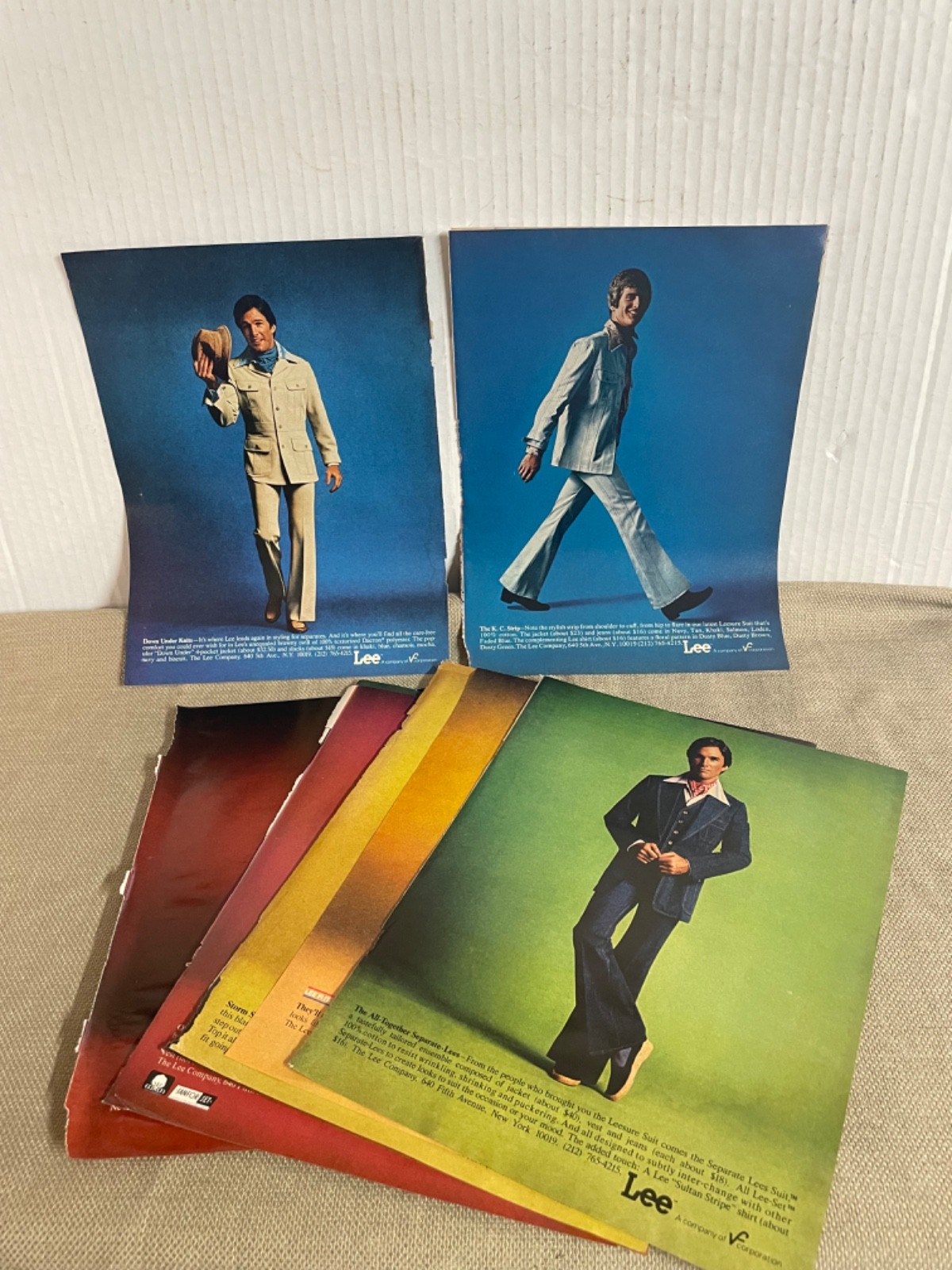 Lee Fits America 1970s Magazine Avertisement Ads lot of 9 Mens Fashion