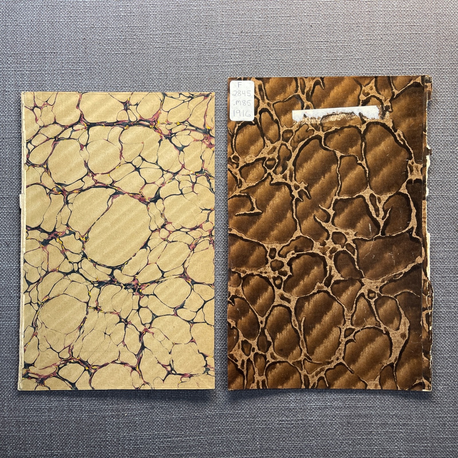 Antique Marbled End Papers Bookbinding Black Brown Red Yellow Blue Lot of 8