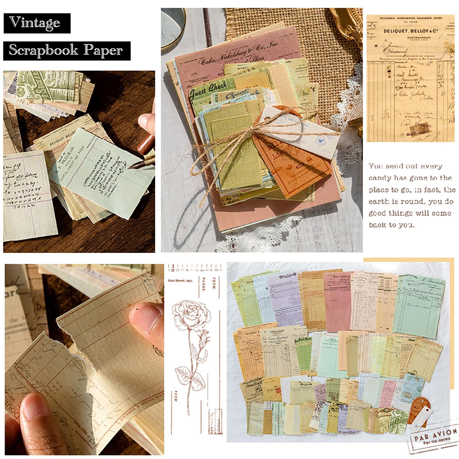 200 Sheets Vintage Newspaper Tickets Scrapbook Paper Ephemera Card Making Junk