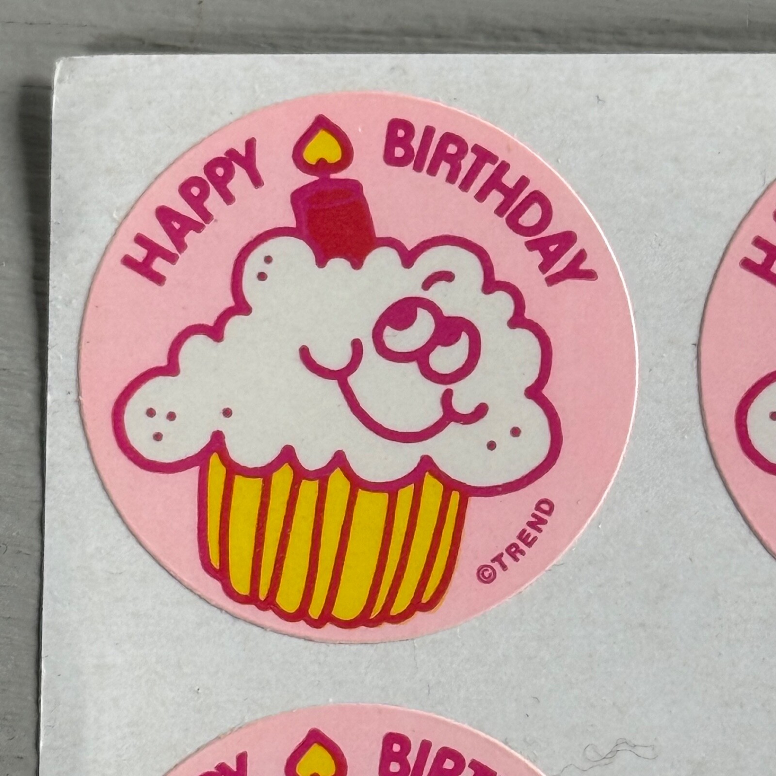 Partial Sheet of 10 Vintage Birthday Scratch n Sniff Stickers 1980s Matte Trend