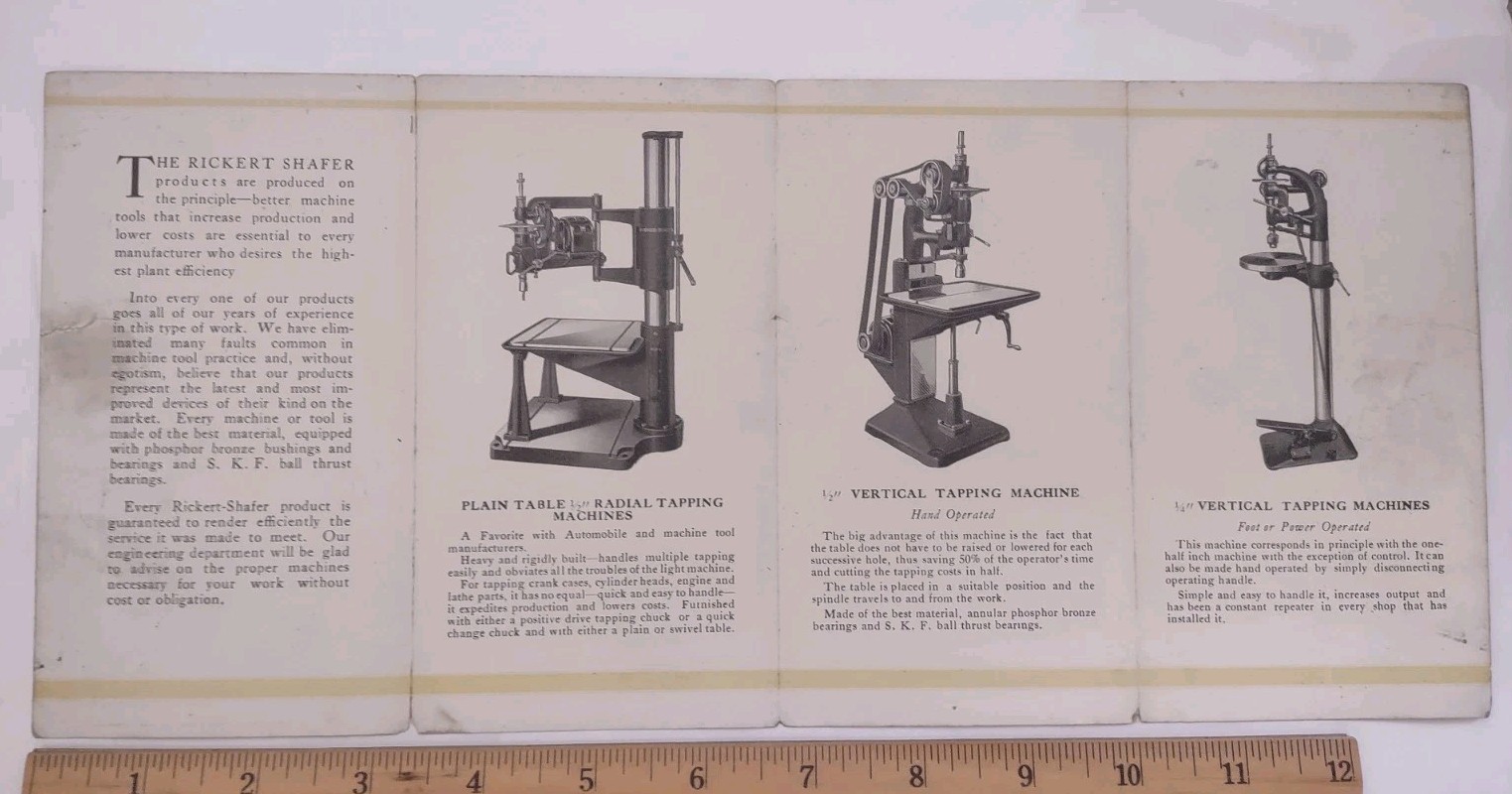 1940s Rickert-Shafer Manufacturers Erie PA Brochures Tapping Machines Die Heads