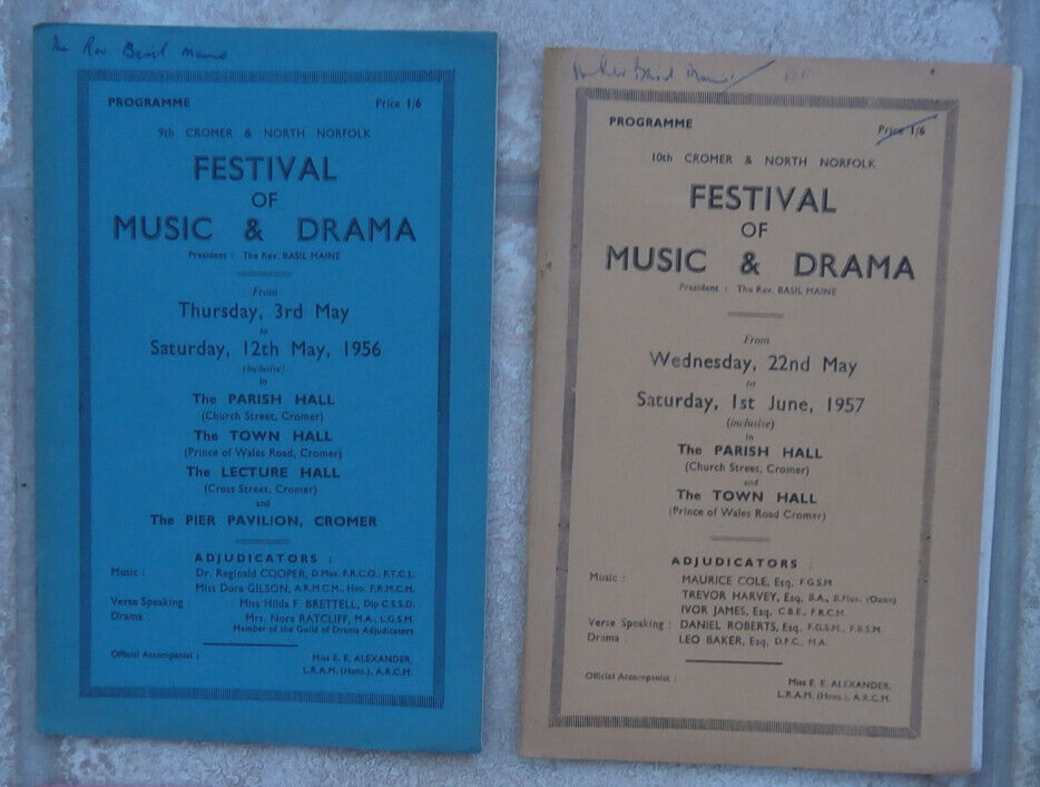 Cromer Festival Music & drama 21 programmes between 1951 – 1972 , plus ephemera