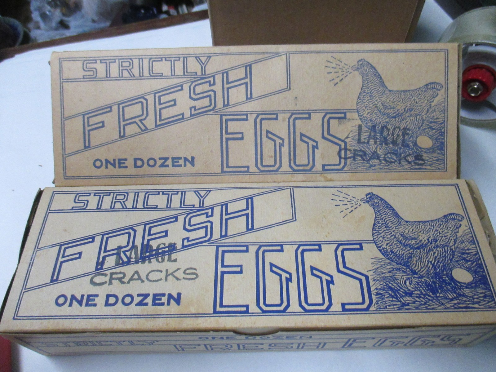TWO Vintage Strictly Fresh 1 Dozen Eggs Cardboard Carton Farmhouse Decor Chicken