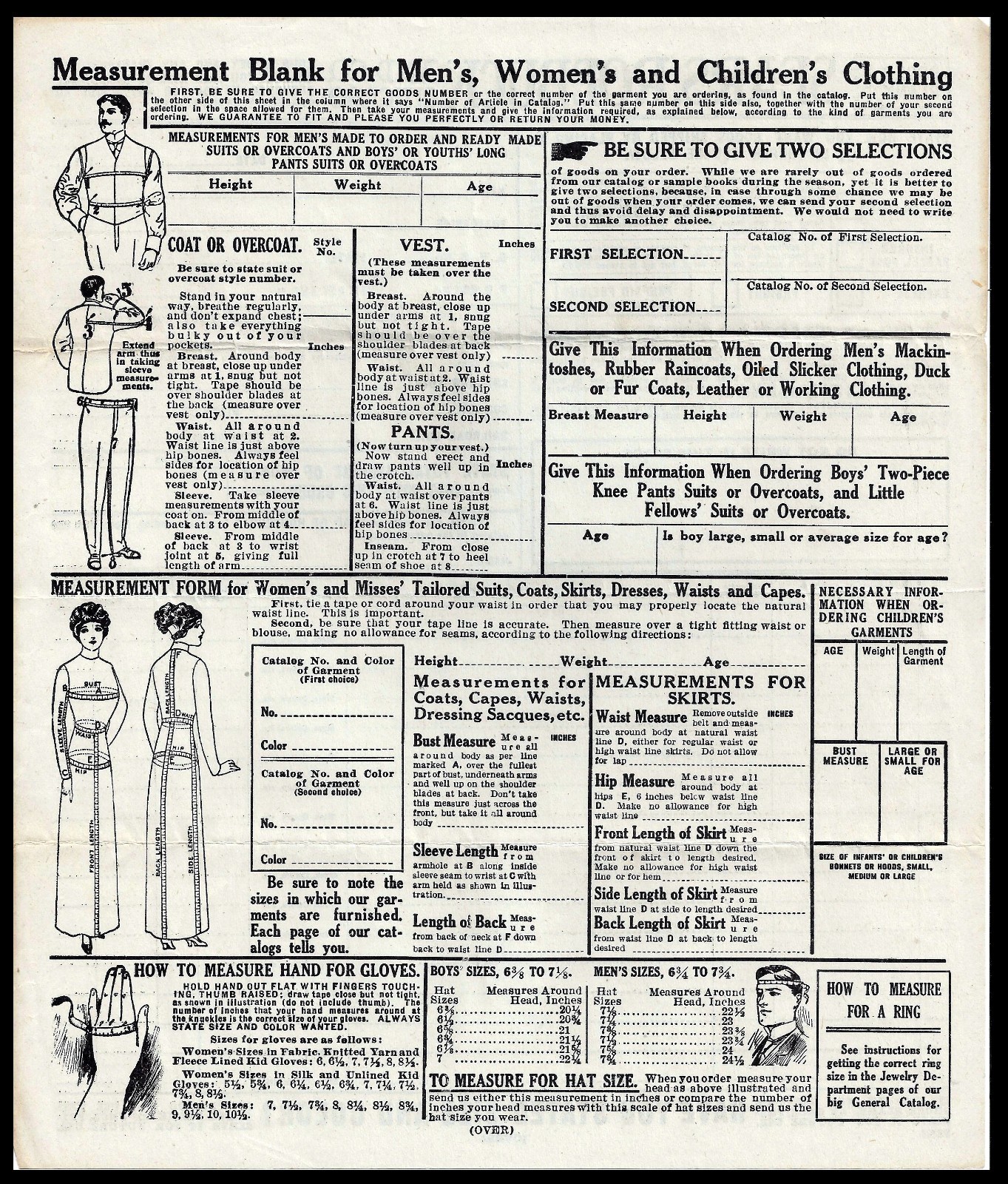 Order Blank of SEARS, ROEBUCK and Co. Chicago. 1910 (BI#PHIL)