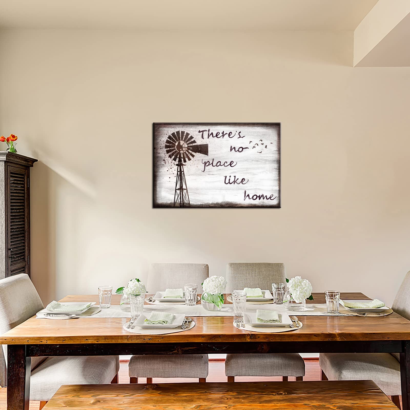 sechars Home Quotes Wall Art Vintage Farmhouse Windmill Painting Art Prints F…