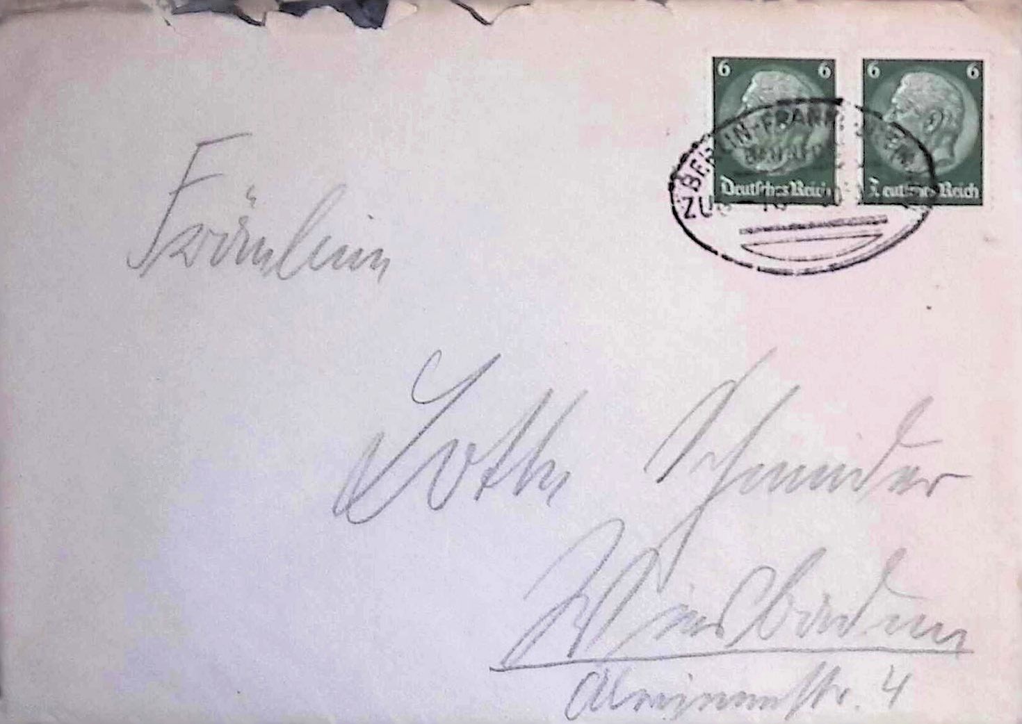 1937 German Correspondence Set Letter Envelope Berlin Wiesbaden Sütterlin Script