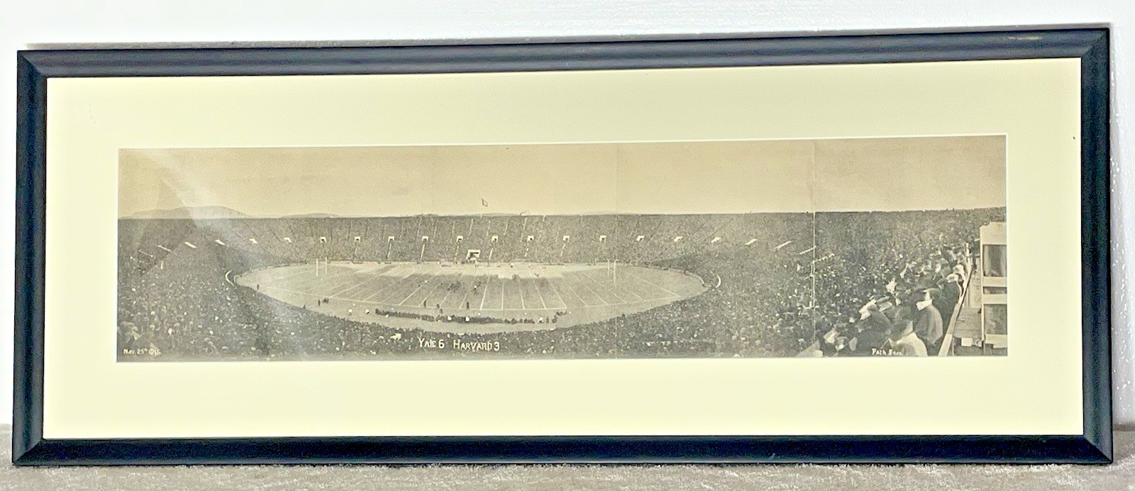 Framed Antique 1916 Yale Vs Harvard Football Game Panoramic Photo Memorabilia