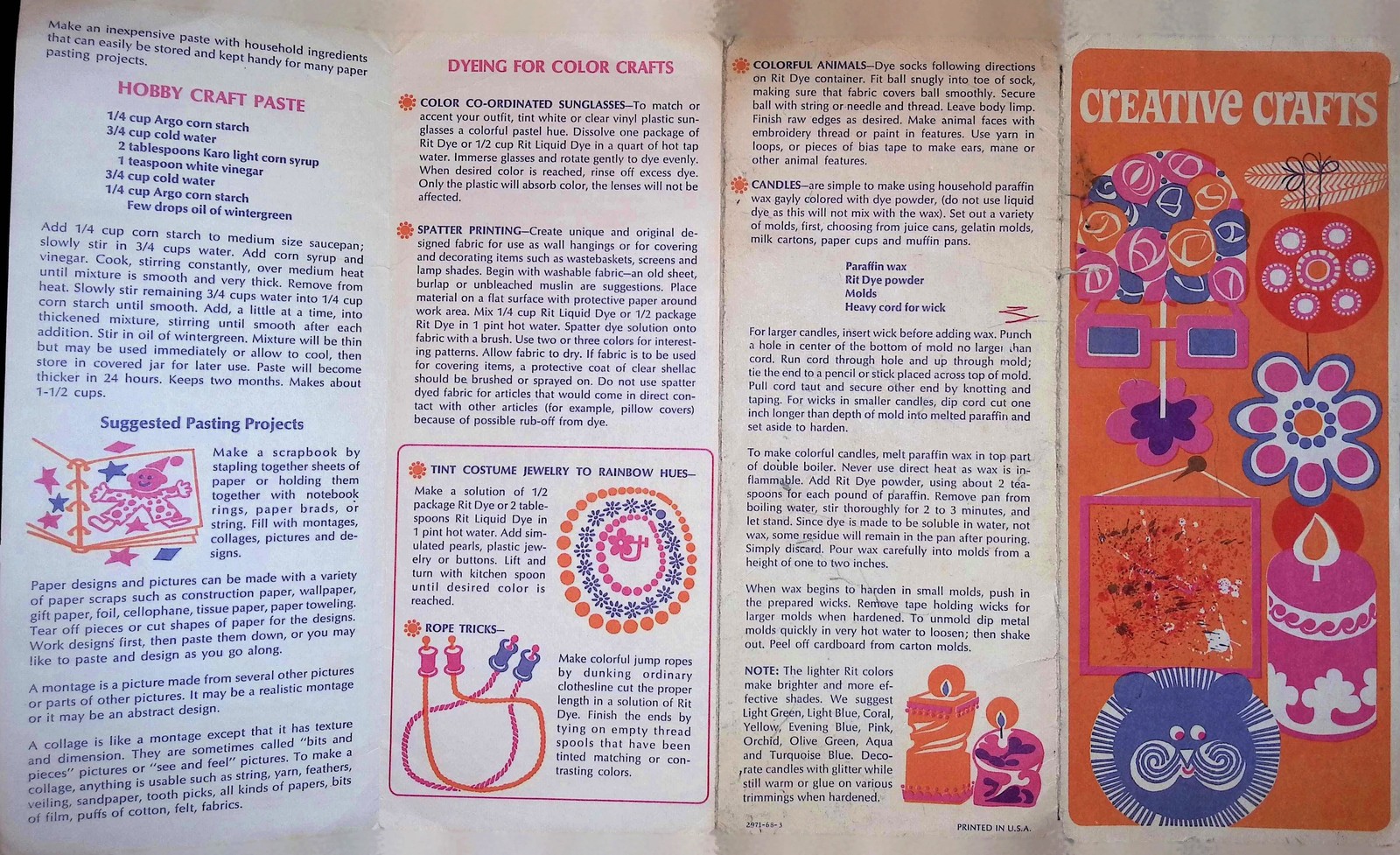 1950s Creative Crafts Booklet Mid-Century DIY Offset Litho Pamphlet Orange White