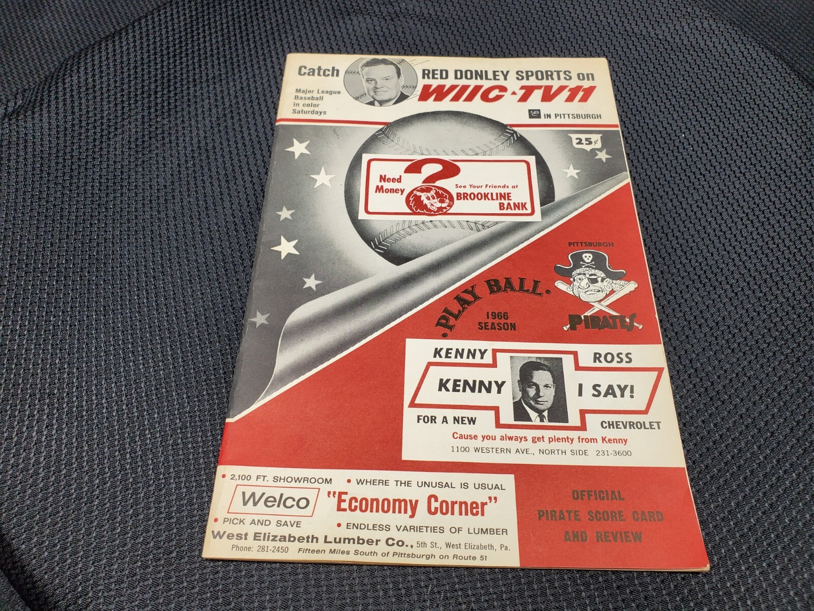 1966 Pittsburgh Pirates vs Houston Astros Scored Baseball Program / Score Card