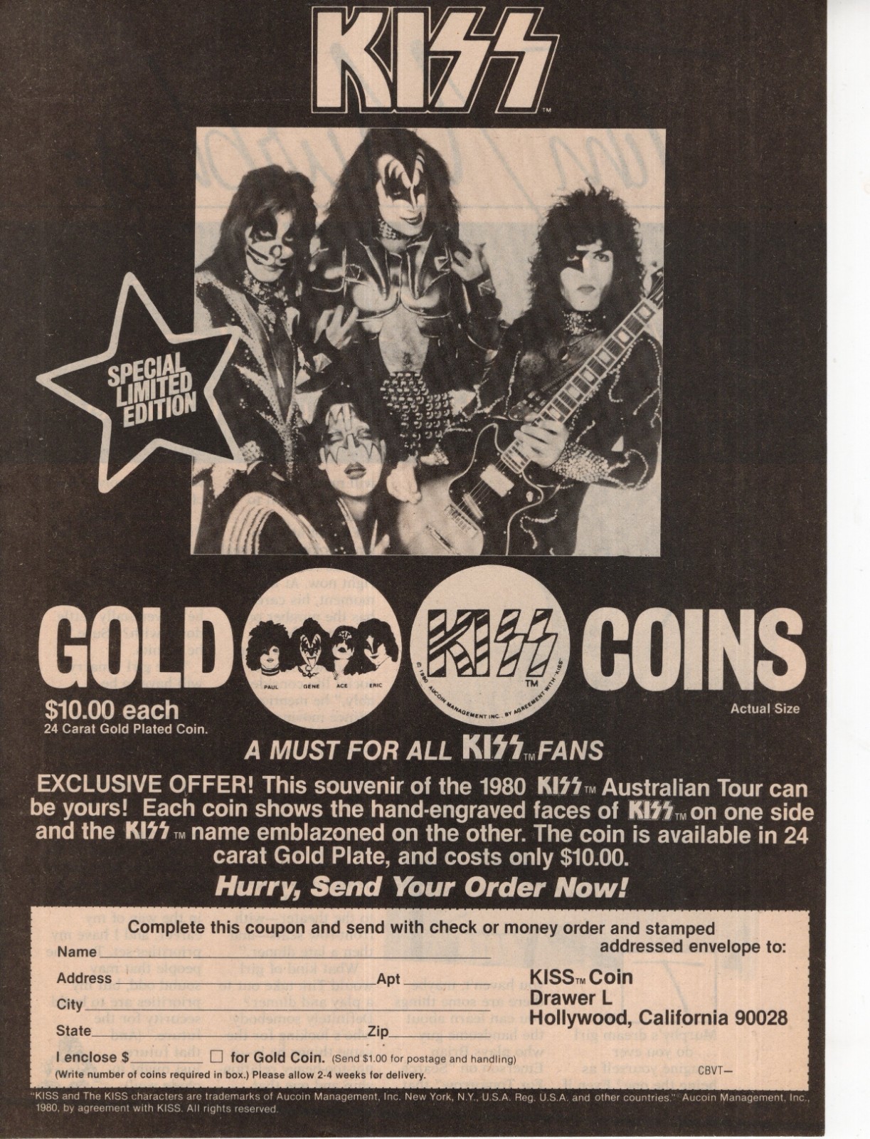 KISS Vintage Ad Magazine Photo Clipping 1 Page N9960