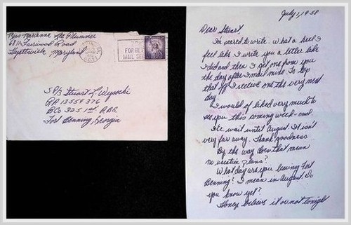 1958 Cold War Letter Fort Benning Soldier Stuart Wysocki Georgia Personal