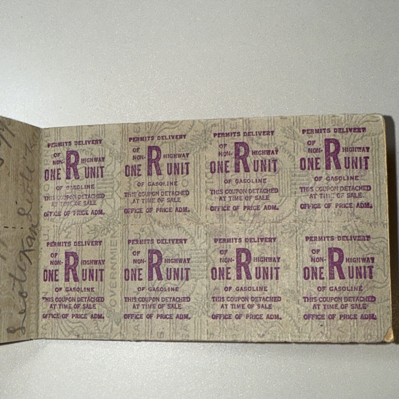 1943-1944 NON HIGHWAY RATIONS BOOKLET 1 FULL PAGE LEFT Kansas WWII World War Two