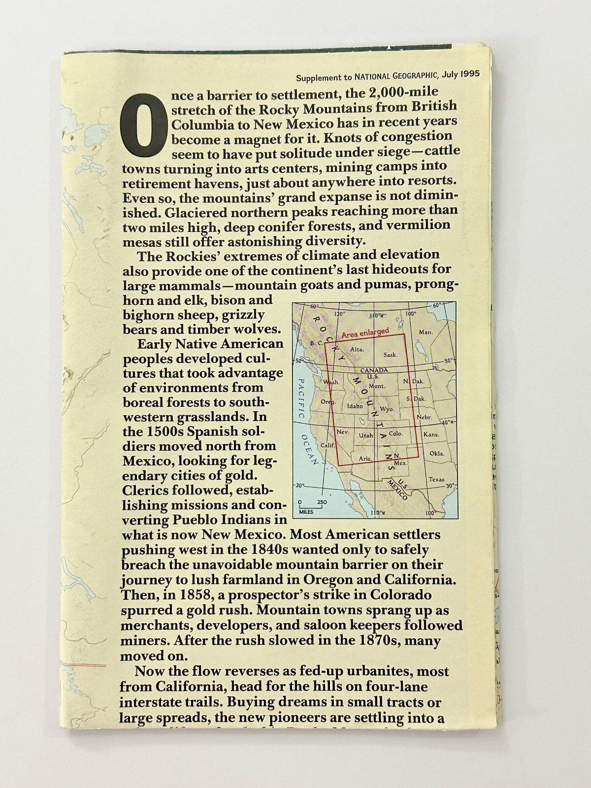 Heart Of The Rockies National Geographic Map From July 1995 Rocky Mountains