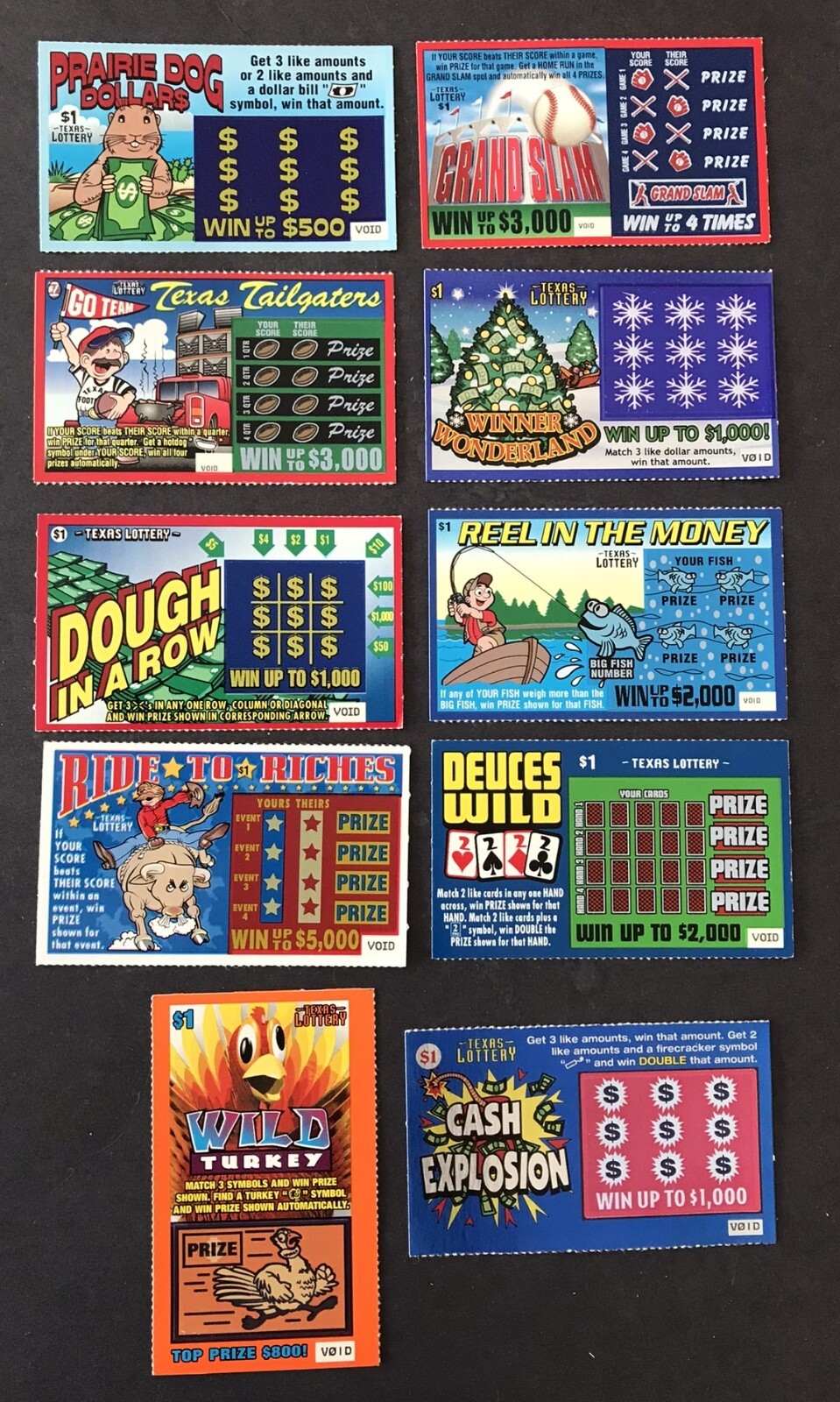 Texas Instant SV Lottery Tickets,1980s-early 2000s , Lot A-2 ,no cash value