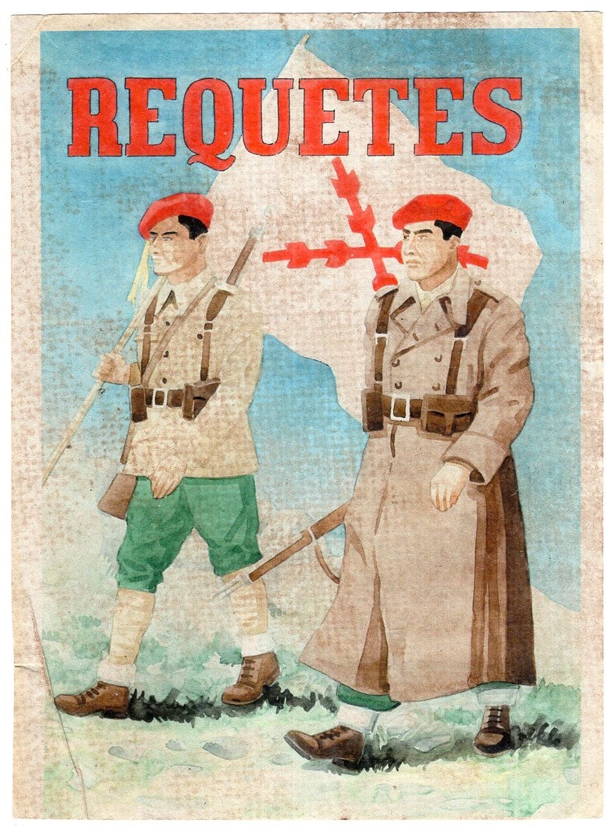 SPAIN CIVIL WAR. REQUETES, LEAF, SIZE 14,5 X 10,5 CENTIMETERS