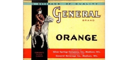 General Orange Soda Label 1950s Silver Springs Madison WI Paper Americana
