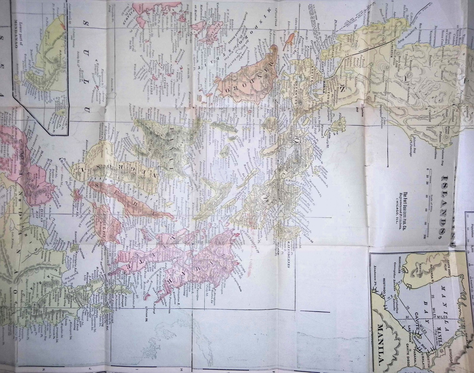 1898 Eureka Fire Hose Co Pocket Map Philippines Cuba Puerto Rico Rand McNally
