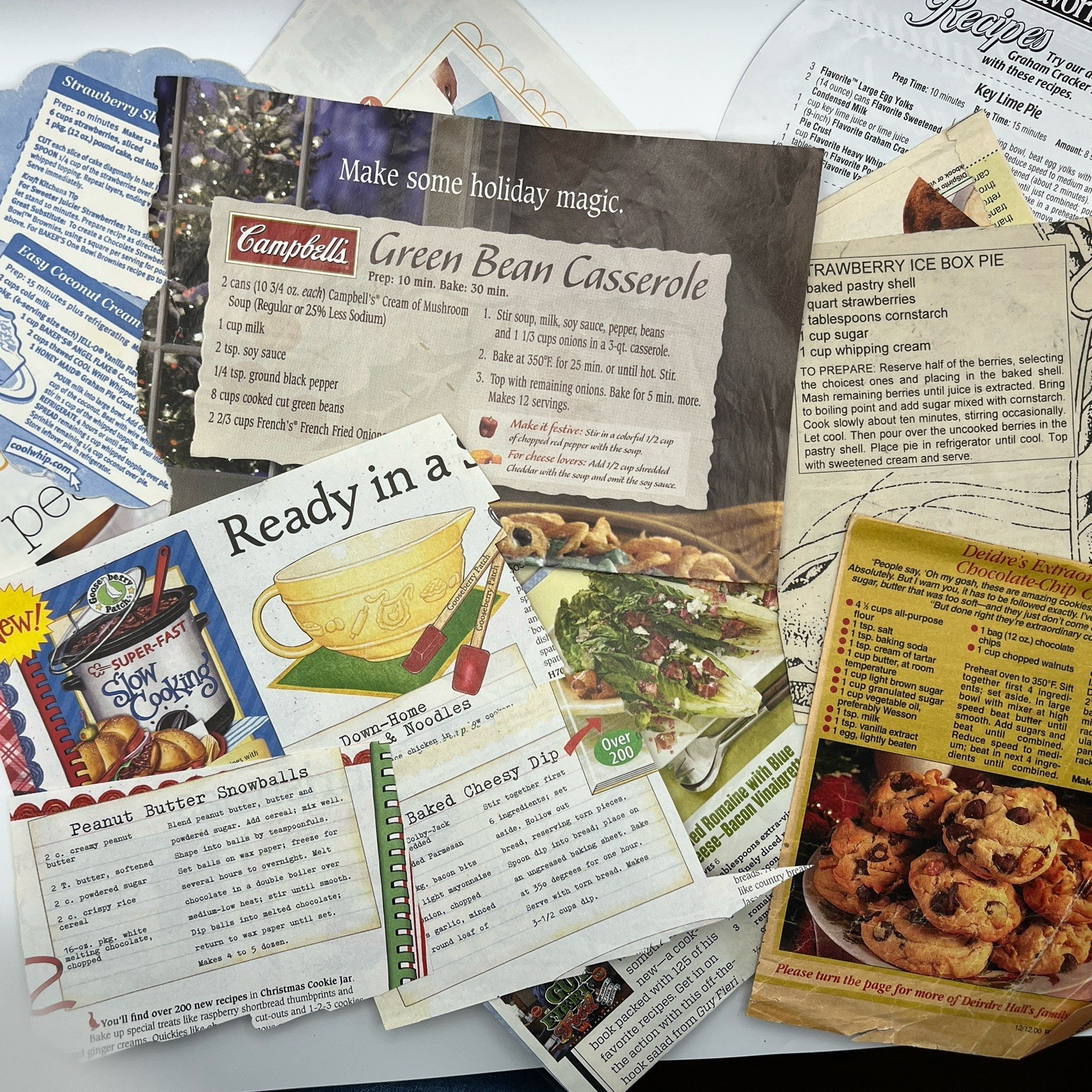 Vintage Lot of 11 Recipes from Magazines Ephemera Print Ads early 2000s