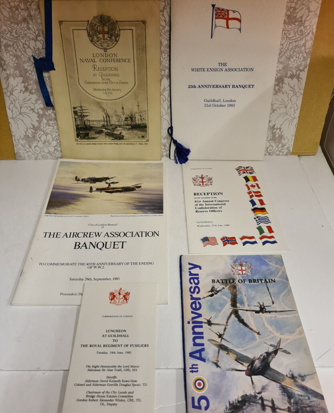 Vintage Collection x 6 London Guildhall Military Banquet / Reception Programmes