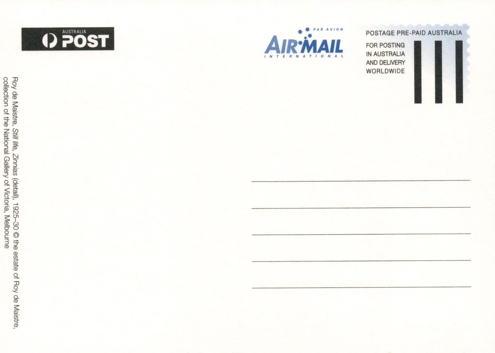 2011 Roy de Maistre Zinnias POSTCARD Maxicard FDI 60c Stamp Cancel Melbourne
