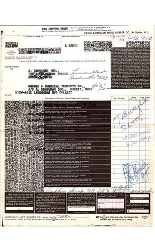 1964 American Hard Rubber Co. Bill of Lading Erie Lackawanna RR – Railroadiana