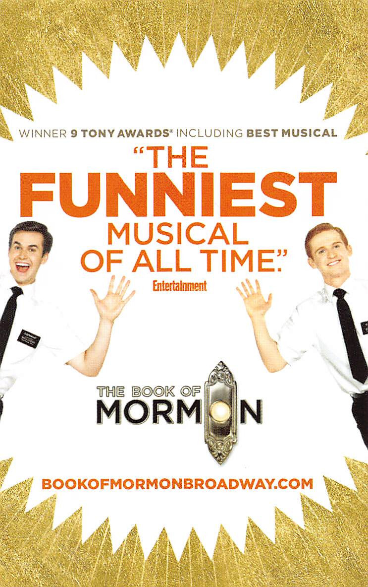 Book of Mormon ad handbill the musical flyer Broadway New York City NYC 2023