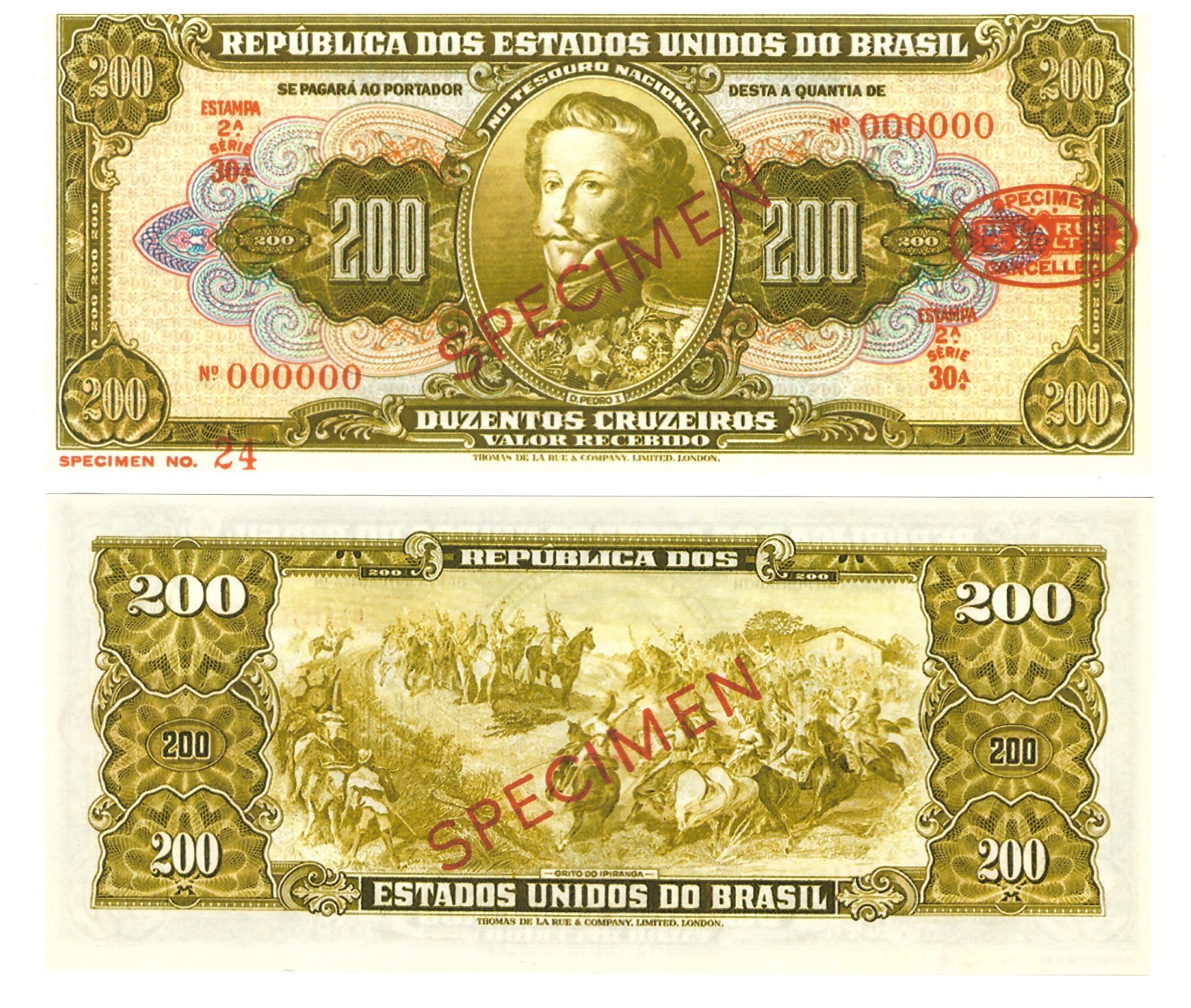 u Reproduction Note Brazil 200 Cruzeiros 1943 Pick #139 0856R