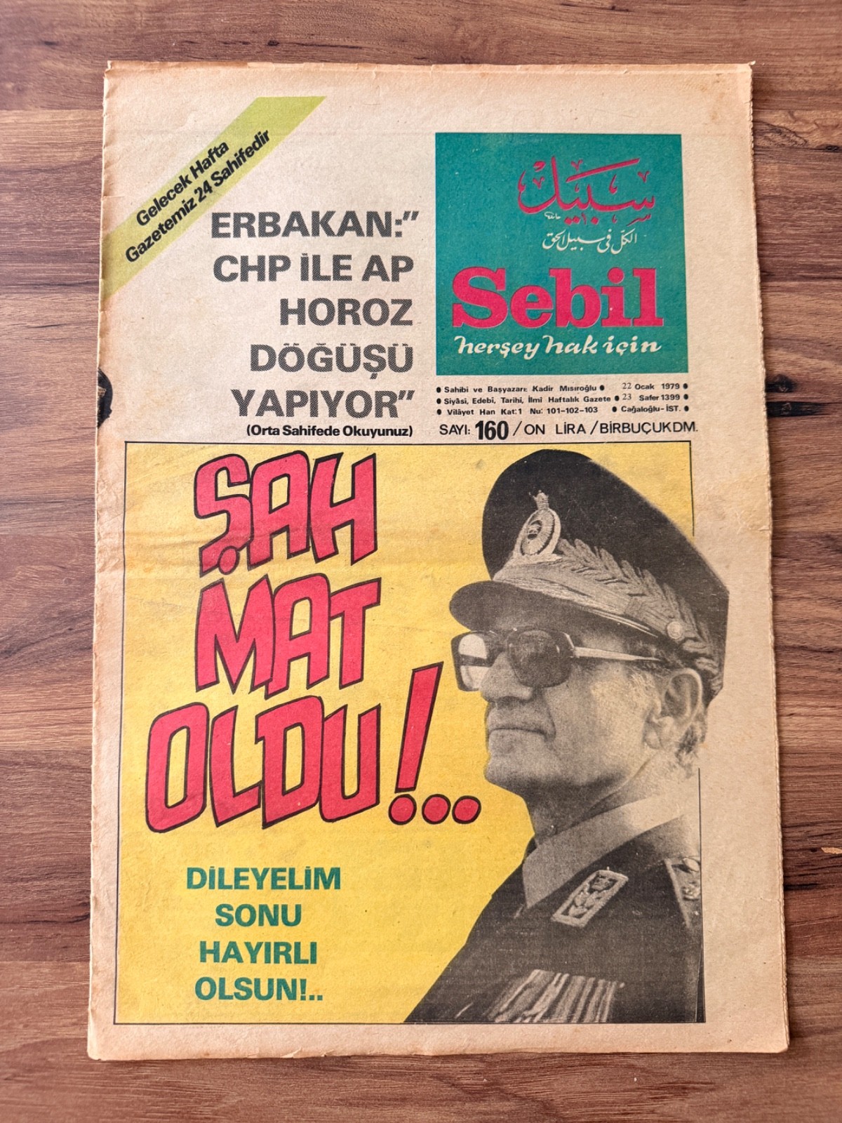 Iran Shah Mohammad Reza Pahlavi Cover Newspaper 1979 Turkey Revolution Rare