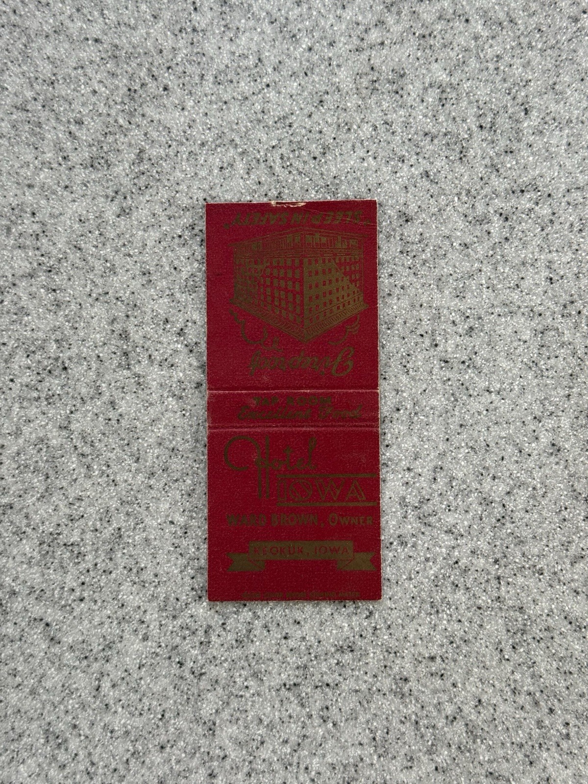 Hotel Iowa Ward Brown Keokuk Iowa Vintage Matchbook Cover 9