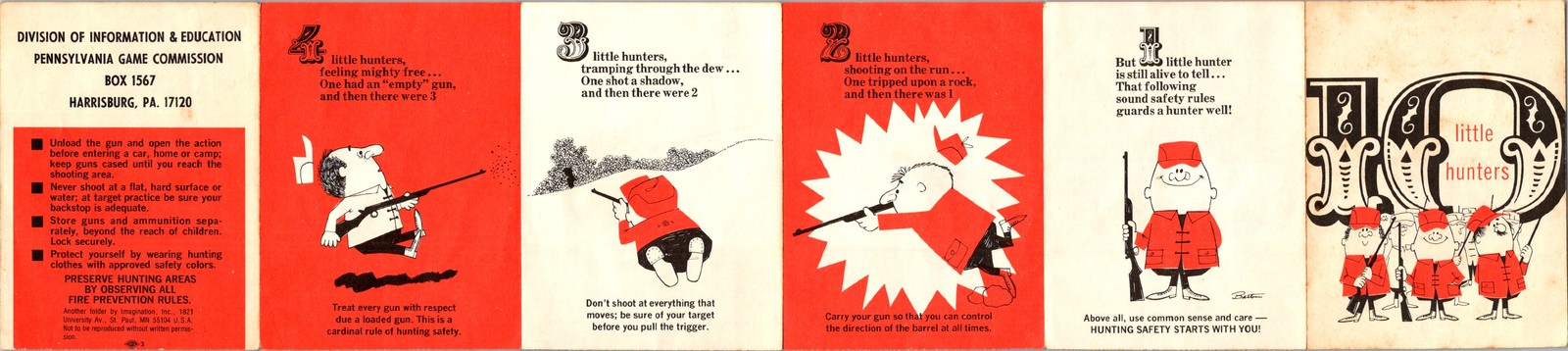 1967 PA Game Commission Hunting Safety Brochure Ten Little Hunters Rhyme