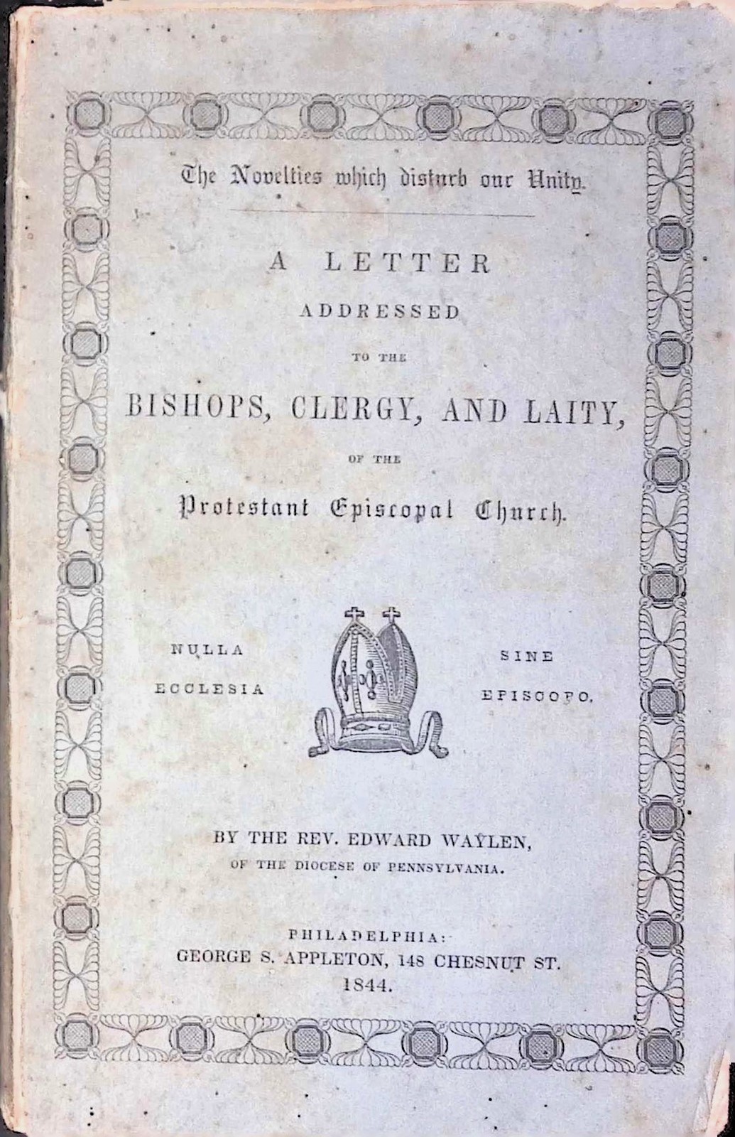 Antique Theological Treatise Protestant Episcopal Church Governance 1800s