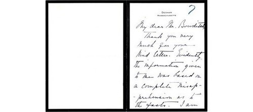 Elizabeth Burgess Letter – Dedham MA – 1900s Ephemera – Norfolk County