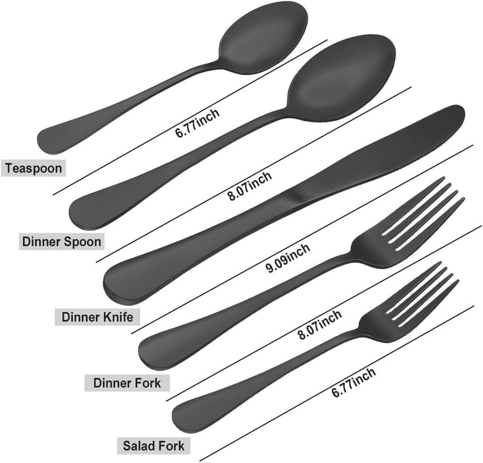 Matte Black Silverware Set for 8, 40 Pieces Stainless Steel Flatware Cutlery …