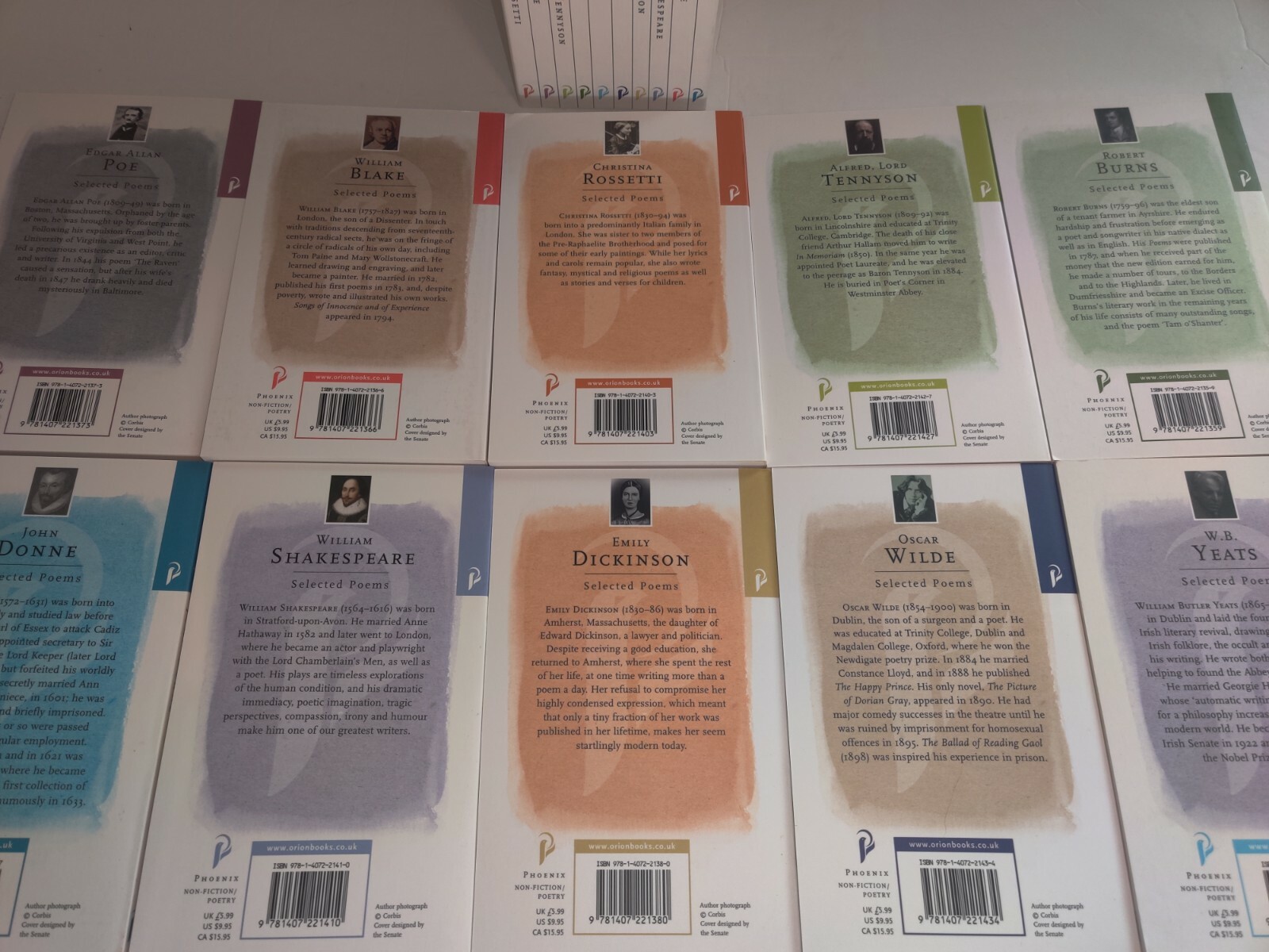 10 VOLUME SET PHOENIX POETRY BOOKS popular classical poets poems Classic poe