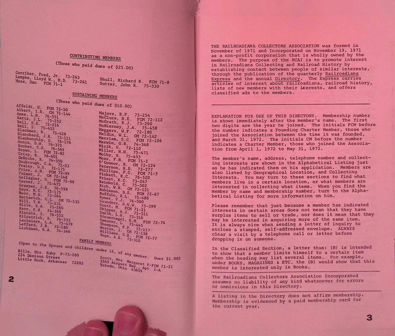 Railroadiana Collectors Assoc Directory No.4 1976 Membership Roster & Ad
