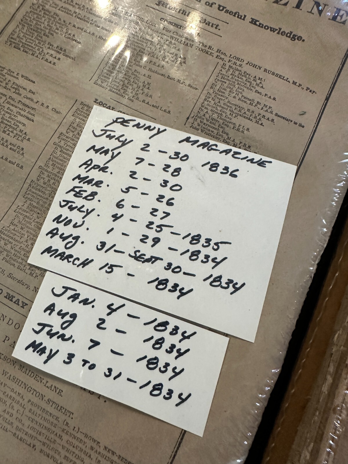 39 issues of PENNY magazine from 1830s (MI)