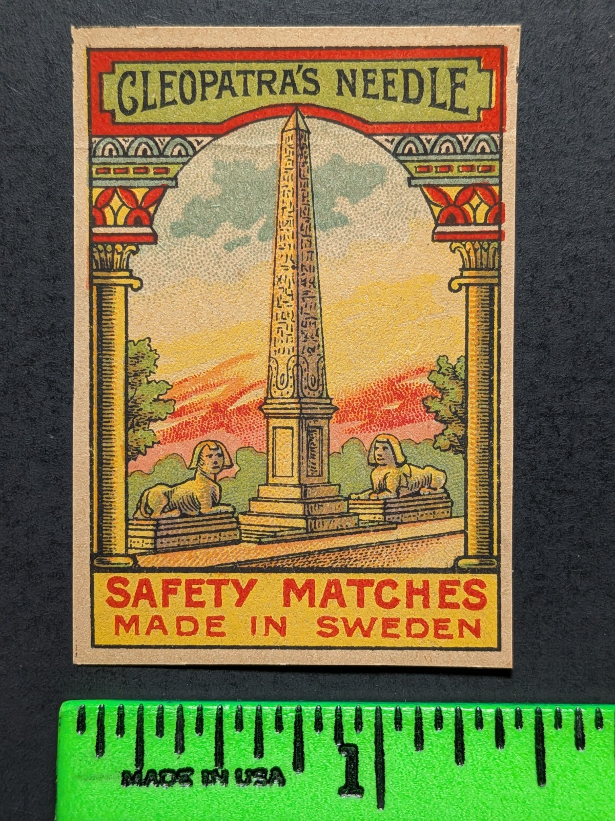 Vintage Cleopatra’s Needle Monument Matchbox Label