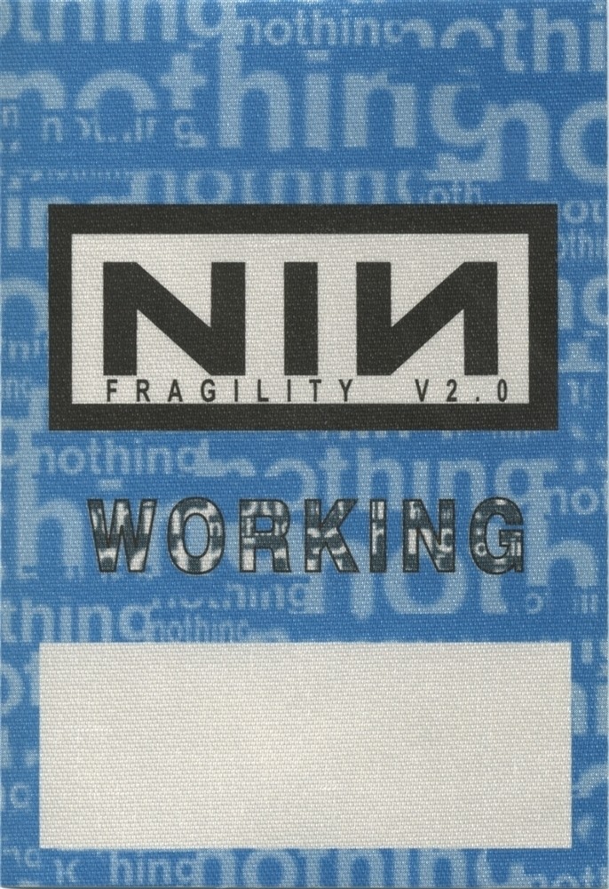 Nine Inch Nails 2000 The Fragile concert tour Working Crew Backstage Pass