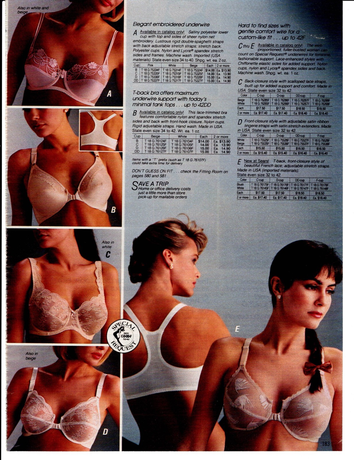 VINTAGE 80’S CATALOG LADIES BRAS PHOTO CLIPPING AD PRINTS