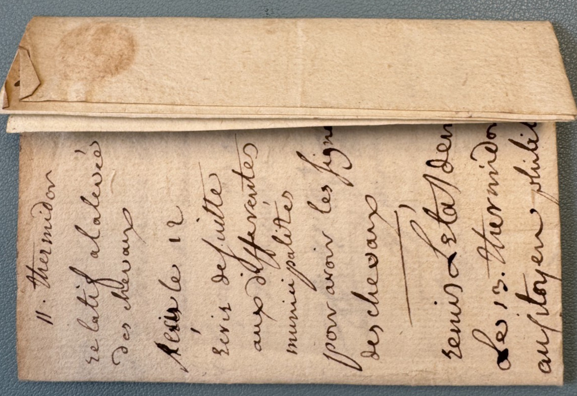 Lettre Revolution 11 Thermidor An II Montferme Pont d’Ain Chevaux 1794