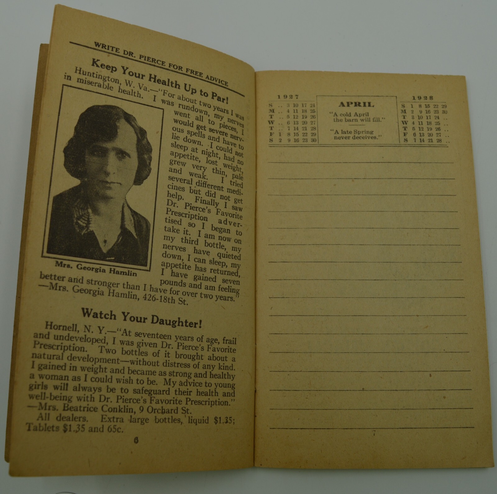 Antique-PIERCE’S MEMORANDUM & ACCOUNT BOOK – Farmers, Mechanics/Medical & People